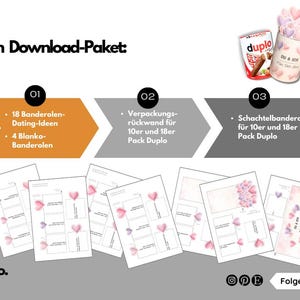 Couples Gift Printable Template | Mini Date Ideas & Love Messages | Printable Chocolate Bar Wrappers, Gift for Couples, PDF DIN A4 image 6