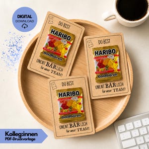 Du bist unentBÄRlich Druckvorlage | Geschenkidee für Team-Kollegen, DIN A4 PDF zum Ausdrucken | Kleinigkeit Verein, Mitbringsel für Büro