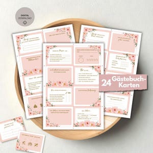 Livre d'or de mariage : 24 cartes | Jeu de mariage à faire soi-même (PDF) | Cartes de mariage imprimables | Jeu de cartes à remplir | Idée de jeu de décoration florale à télécharger