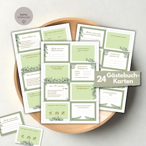 Livre d'or de mariage : 24 cartes | Jeu de verdure DIY pour un mariage (PDF) | Cartes de mariage imprimables | Cartes à compléter | Décoration d'eucalyptus à télécharger