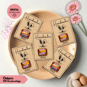 Modello stampabile per coniglietto pasquale | Auguri di Pasqua da stampare in formato PDF DIN A4 | Idea regalo fai da te per coniglietto pasquale, idea lavoretti veloci, Ferrero