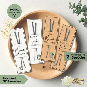 Hochzeitsdeko | Wunderkerzen Halter Druckvorlage Hochzeit | DIN A4 PDF | Tischkarte zum Ausdrucken | Hochzeit Geschenkidee, Gästespiel