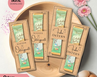 Ostergruß Schoko Lolly – Banderole zu Ostern | Frohe Ostern PDF Druckvorlage | DIY Ostergeschenk zum Ausdrucken, Kleinigkeit für Kollegen