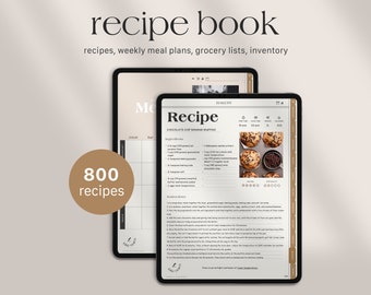 Digital Recipe Book, Digital Recipe Journal, Digital Cookbook, Recipe Planner, Digital Meal Planner, iPad Planner for Goodnotes, Notability