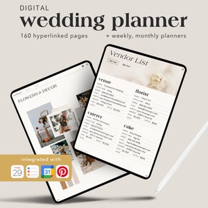 160 Page Digital Wedding Planner for Goodnotes, iPad Wedding Planner, Digital Wedding Budget Tracker, Minimalist Planner
