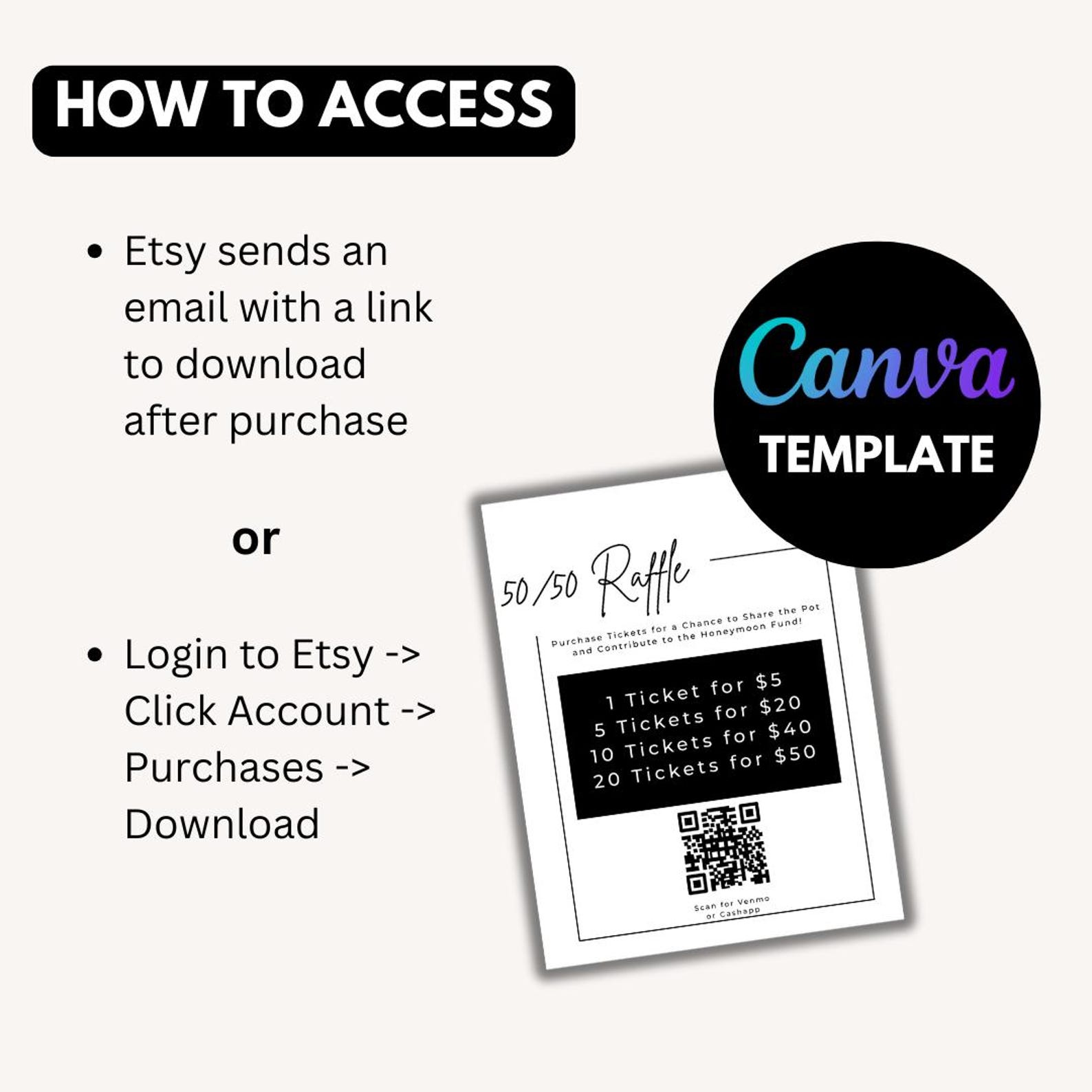 Wedding Raffle Paper Elegant Wedding 50/50 Raffle Flyer: Editable Canva Template (PDF ...