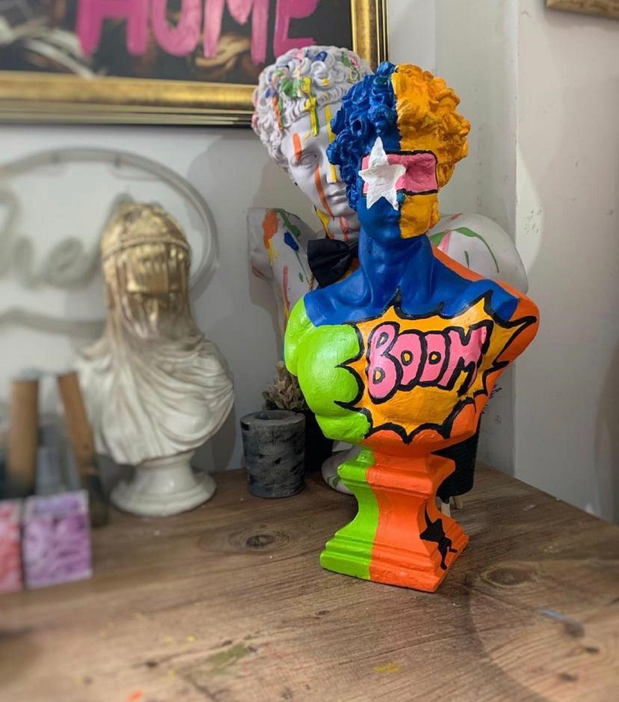 David Head Statue Bust Statue Pop Art Sculpture Pop Art Etsy