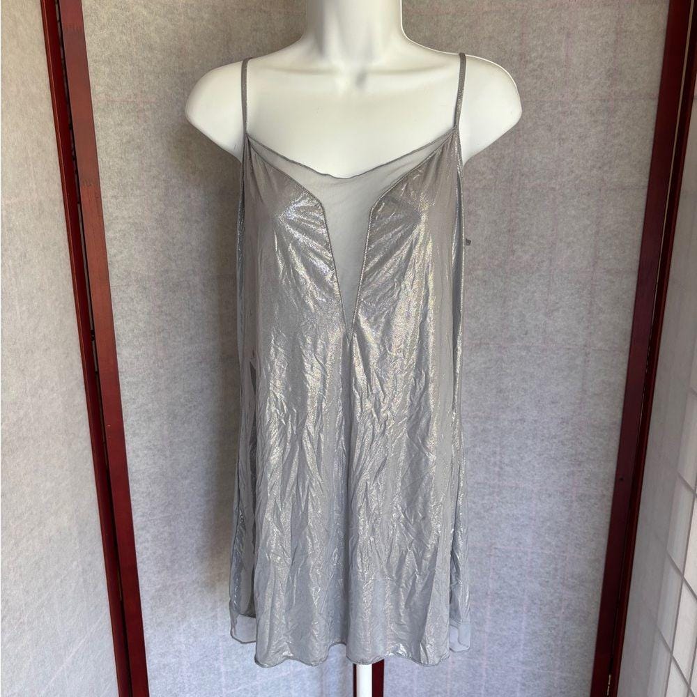 victoria secret silver dress Victoria's Secret Shine Satin Long Slip Nightgown dress Silver Sz XS Womens