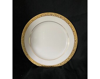 White Plate with Gold Trim Buffet Royal Gallery 1991 Salad Dessert Plate 8 1/2"