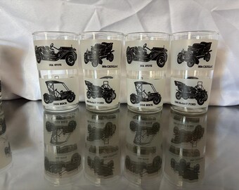 4 Vasos para automóviles Anchor Hocking, cristalería para bar, años 50 y 60