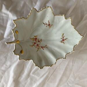 Vintage Hochst Leaf Dish with gold trim and branches with flora Made in Germany