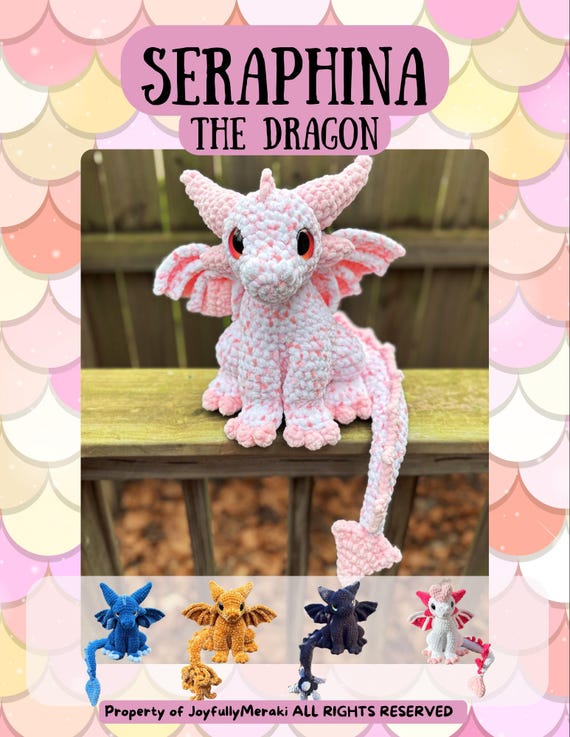 Seraphina the Dragon Amigurumi Crochet PDF Digital Pattern
