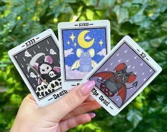Bellatrix Bat Tarot Card Stickers, Waterproof, Original Art, Water bottle decal, Kindle Sticker