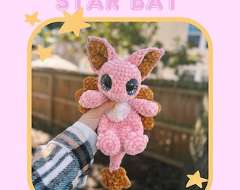 Patrón digital en PDF de crochet para amigurumi de Asterie el Murciélago Estrella