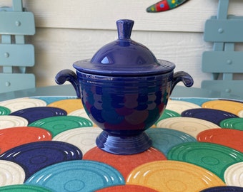 Vintage Fiesta (Fiestaware) Covered Sugar in COBALT Blue