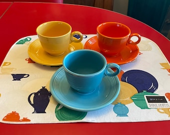 Vintage Fiesta (Fiestaware) Teacup and Saucer Set/ 1960's Colors / CHOICE