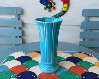 Vintage Fiesta (Fiestaware) 8" Flower Vase in TURQUOISE