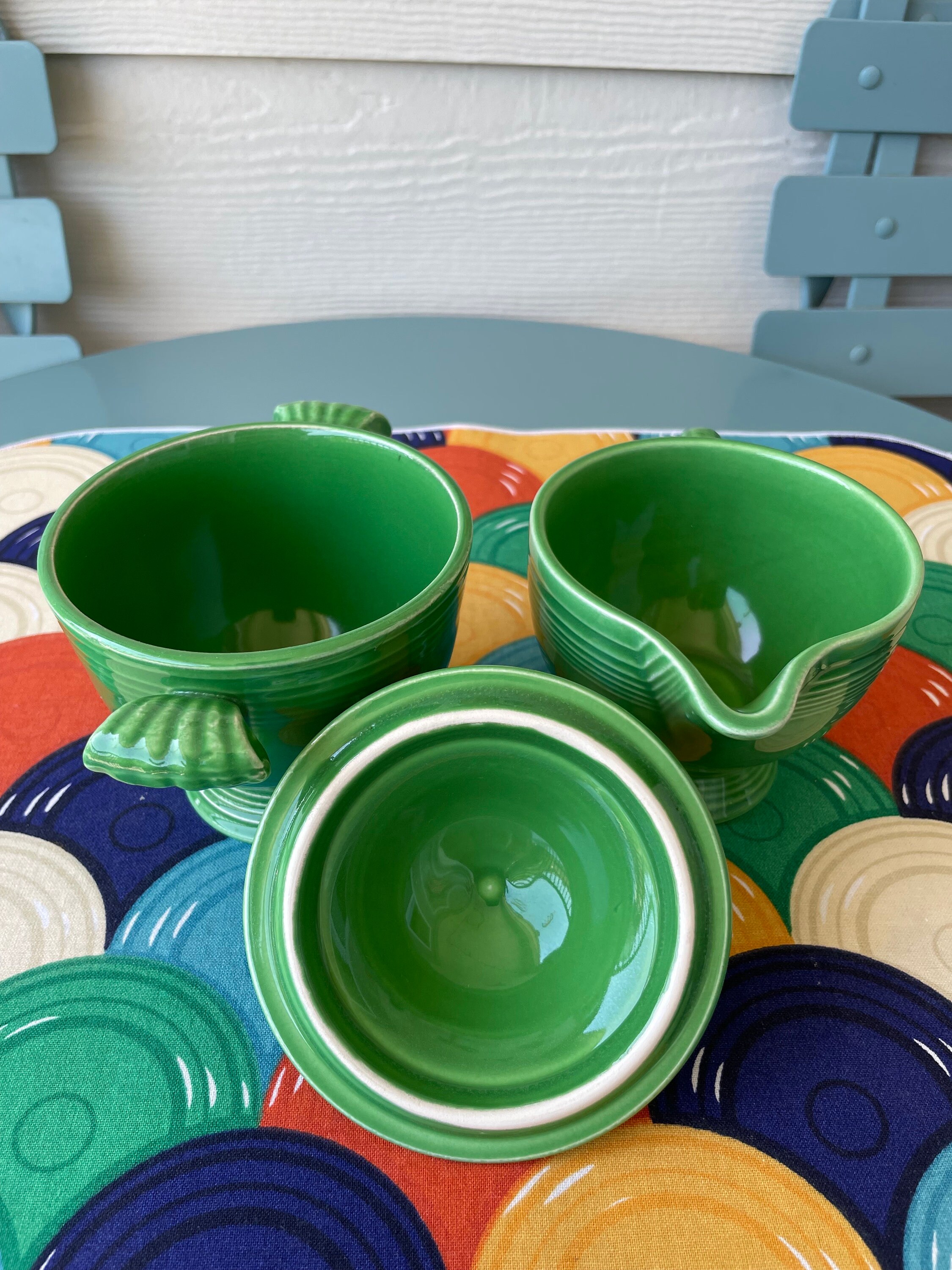 Vintage Fiesta (fiestaware) Covered Sugar & Cream Set in