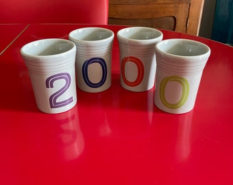 Fiesta (Fiestaware) Millenium Juice Tumblers "2000" - Set of Four (4)