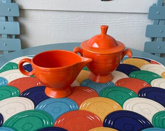 Vintage Fiesta (Fiestaware) Covered Sugar & Cream Set in Fiesta RED