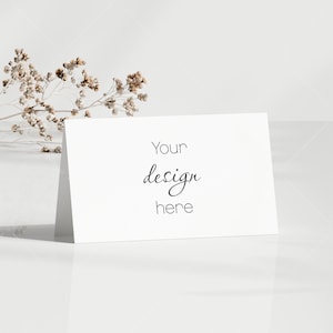 Mockup della carta di ringraziamento, Mockup della carta bianca vuota, Mockup della cancelleria del matrimonio, Mockup della carta piegata minima
