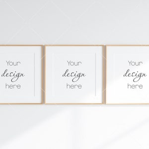 Minimalist Frames Mockup, 3 Square Wooden Frames Mockup, Poster Mockup, Three Square Frames Mockup, 3 Frame Mockup for Print, JPG PNG PSD