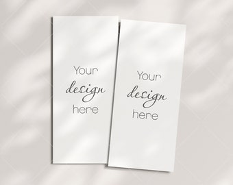 Wedding Menu Mockup, 4x9 Double Sided, Neutral Stationery (PSD, JPG, PNG)