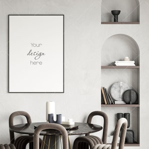 Dining Room Poster Mockup, Frame Mockup in Dining Room, Interior Mockup, Poster Mockup