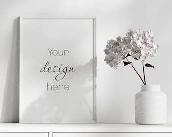 Minimalist Vertical Frame Mockup, Poster Template (PSD & JPG)
