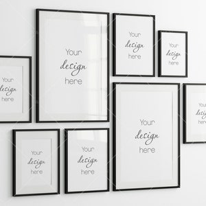 Black Frame Mockup, Gallery Wall Mockup, Poster Frame Mockup, Photo Frame Mockup, PSD JPG