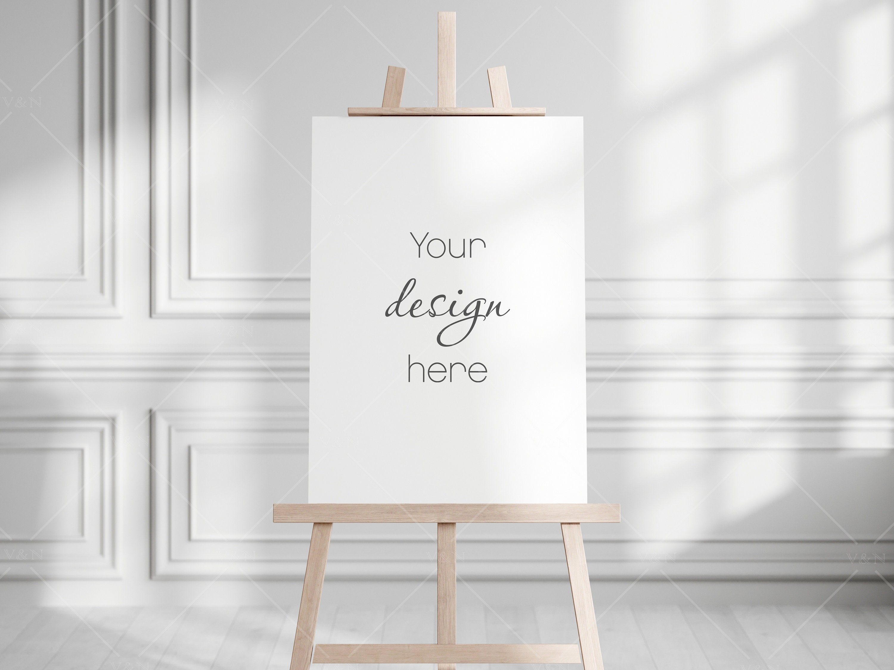 White Easel On White Background Watercolor Mockup On Black