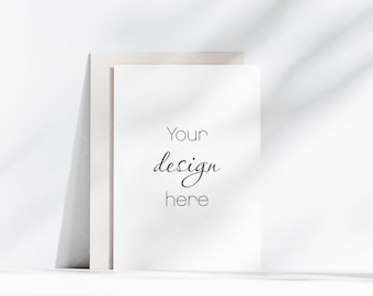5x7 Boho Invitation Mockup, Stationery Card (PSD, JPG, PNG)