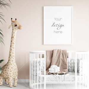 Kids Room Frame Mockup, Nursery Frame Mockup, Vertical Nursery Mockup, Portrait Frame Nursery Interior Wall Mockup