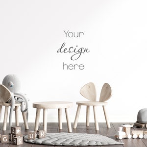 Nursery Wall Mockup, Modern Kid&#39;s Room Mockup, Children&#39;s Room Mockup, Empty Wall Nursery Interior Mockup, Minimalist Nursery Mockup