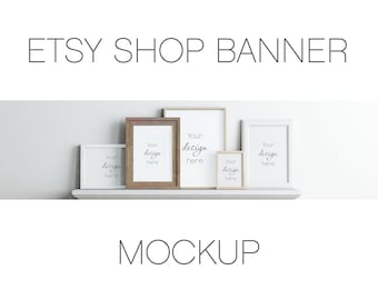 Etsy Shop Banner Mockup, Frame Mockup, PSD JPEG