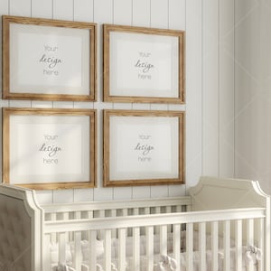 Frame Mockup in Nursery Interior, Four Horizontal Frames Mockup
