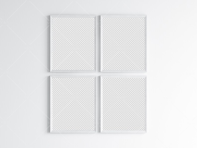 Four White Frames Mockup 5x4 Ratio Poster Mockup Minimalist Etsy
