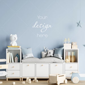 Blank Wall Mockup Nursery, Modern Kids Room Mockup, Children&#39;s Room Mockup, Empty Wall Nursery Interior Mockup, Minimalist Nursery Mockup