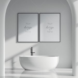 Bathroom Frame Mockup, Two Poster Frames Mockup, Modern Interior Mockup, Mockup Frame