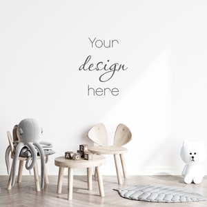 Empty Wall Mockup Nursery, Modern Kid&#39;s Room Mockup, Children&#39;s Room Mockup, Empty Wall Nursery Interior Mockup, Minimalist Nursery Mockup