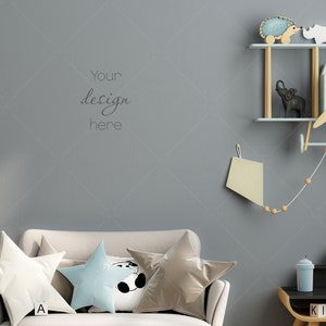 Kids Room Mockup, Nursery Wall Mockup, Children&#39;s Room Mockup, Empty Wall Nursery Interior Mockup