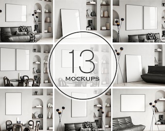 Modern Interior Frame Mockup Bundle, PSD JPG