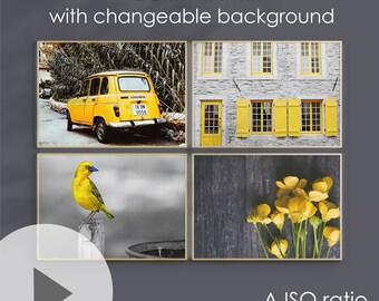 Four Horizontal Frames Video Mockup, Animated Landscape (PSD)