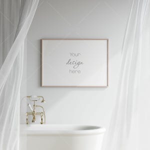 Landscape Bathroom Frame Mockup, Poster Mockup, Modern Interior Mockup, Mockup Frame