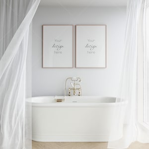 Bathroom Frame Mockup, Two Poster Frames Mockup, Modern Interior Mockup, Mockup Frame