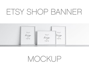 Etsy Shop Banner Mockup With Wooden Frames 3*4 ratio