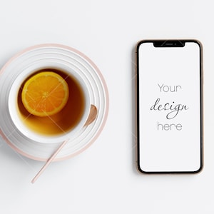 Phone Mockup, JPG PNG PSD, Flat Lay, Minimalist Device Mockup, Phone Template
