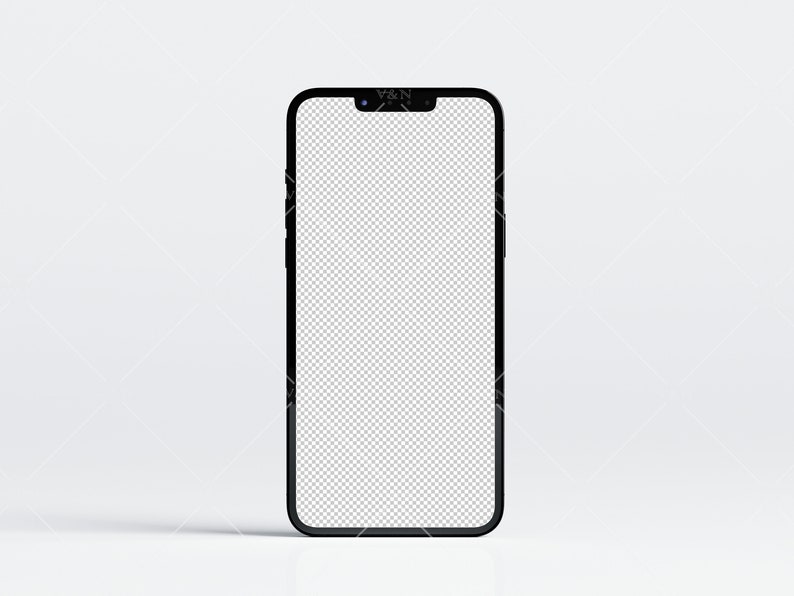 K&ouml;nnte beinhalten: Ein schwarzes Smartphone mit einem leeren Bildschirm. Das Telefon steht aufrecht auf einer wei&szlig;en Oberfl&auml;che.