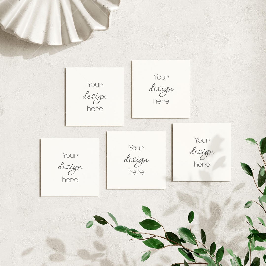 Square Card Mockup, Boho Invitation, 5-card Design (PSD & JPG) - Etsy