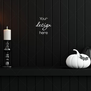 Black Interior Background, Halloween Wall Mockup, JPG